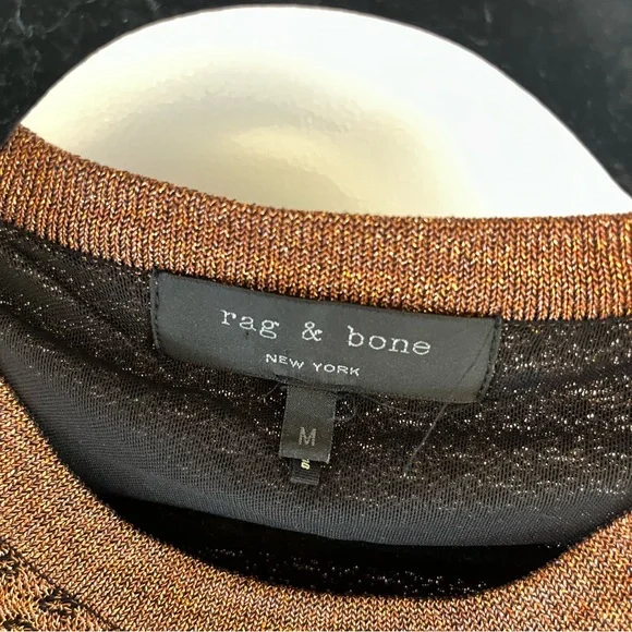 Rag & Bone - Amanda Metallic Crewneck Sweater - copper/brown/black - size M - Picture 4 of 9